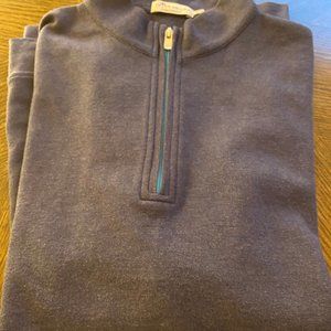 Peter Millar Quarter Zip Pullover Men's Dark Blue Cotton Blend